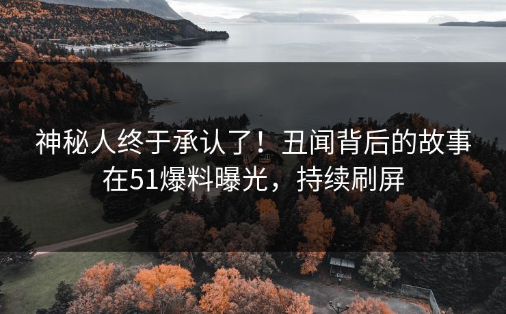 神秘人终于承认了！丑闻背后的故事在51爆料曝光，持续刷屏