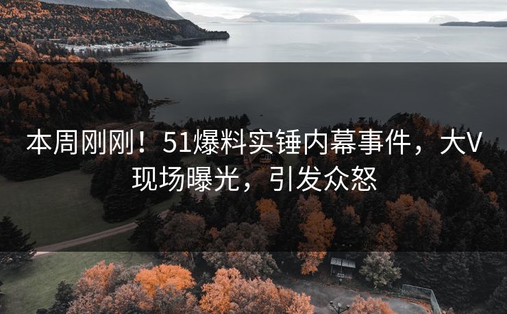 本周刚刚！51爆料实锤内幕事件，大V现场曝光，引发众怒