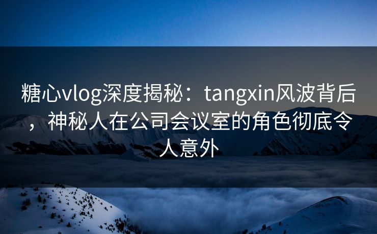 糖心vlog深度揭秘：tangxin风波背后，神秘人在公司会议室的角色彻底令人意外