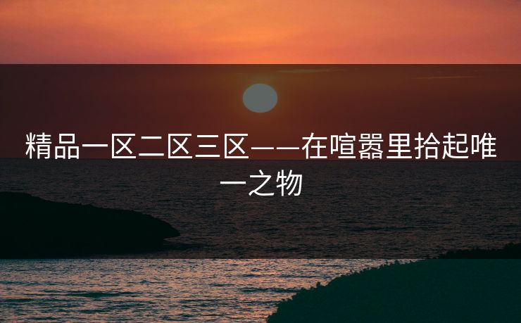 精品一区二区三区——在喧嚣里拾起唯一之物