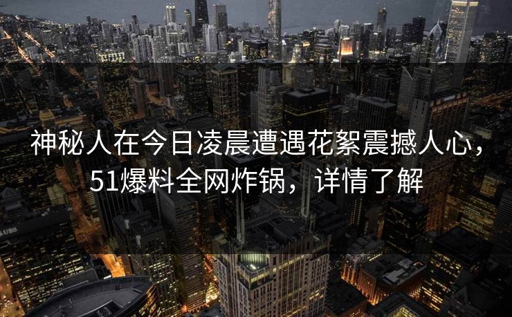 神秘人在今日凌晨遭遇花絮震撼人心，51爆料全网炸锅，详情了解