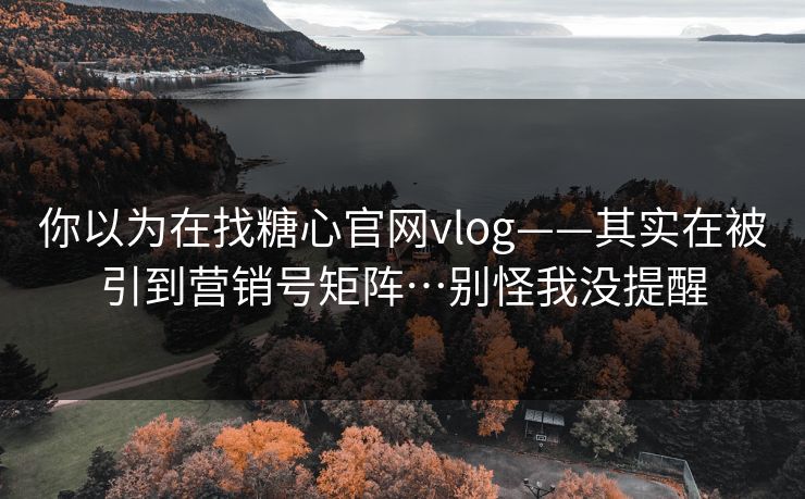 你以为在找糖心官网vlog——其实在被引到营销号矩阵…别怪我没提醒